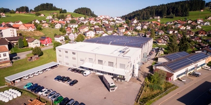 thyssenkrupp Presta AG i Oberegg (Sveits) sett fra luften
