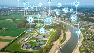 Netilion Network Insights-dashbord foran en vannresarvoar