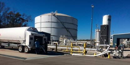 Lasting av LNG-tankbil i liten skala