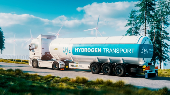 Lastebil som transporterer hydrogen