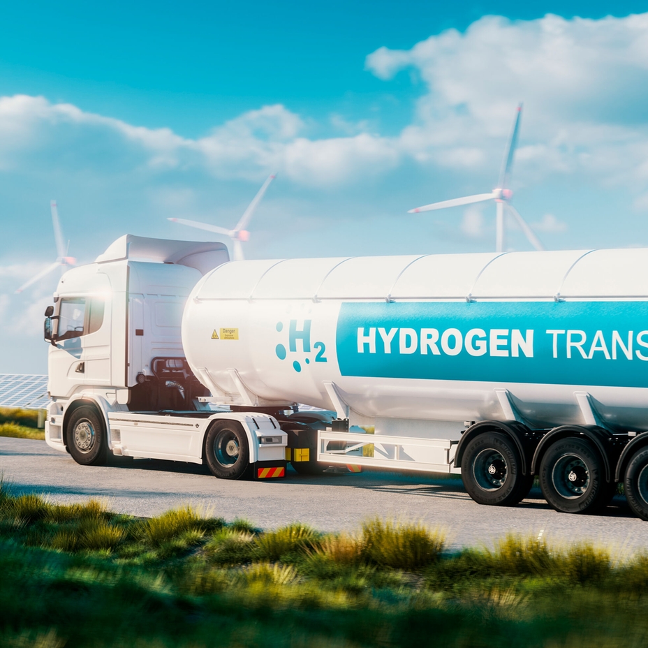 Lastebil som transporterer hydrogen